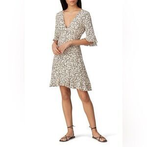 Cupcakes & Cashmere Roxbury Cream Floral V-Neck Mini Dress Women's Size 10